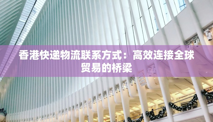 香港快递物流联系方式：高效连接全球贸易的桥梁